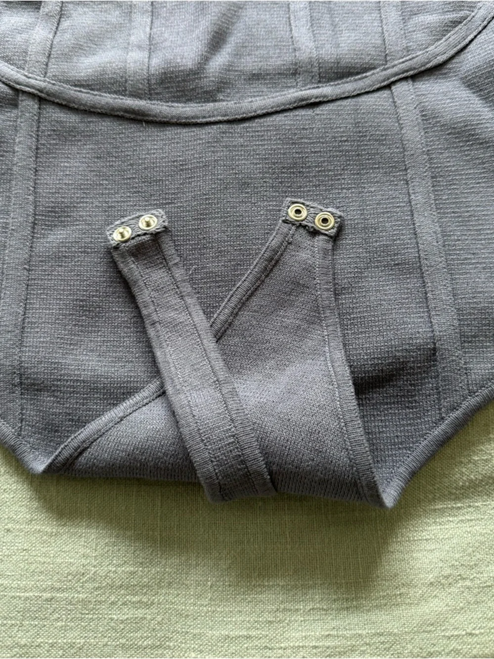 4/$20 - Love Tree Purple Knit “Corset” Strap Tank Snap Bodysuit (medium) - Picture 8 of 9